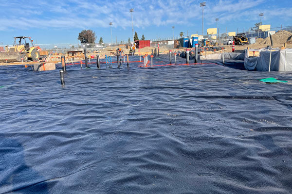Methane Testing, Mitigation Design & Construction in Los Angeles 1 After methane mitigation construction - vapor barrier membrane installed